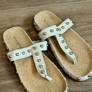 Kelsi Dagger Cream Studded Sandals